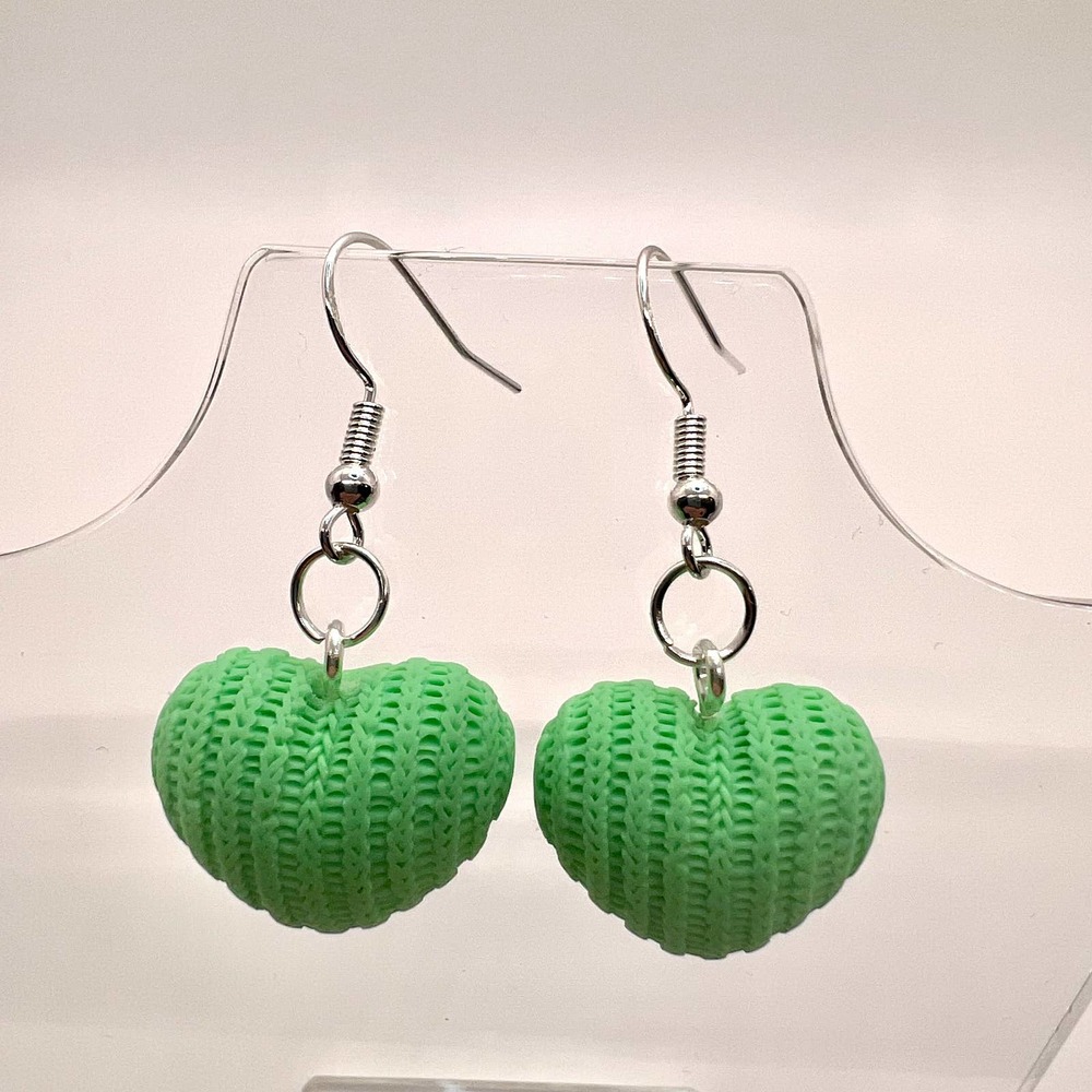 Sweater Heart Earrings - Valentines Day Earrings - Crochet Earrigns